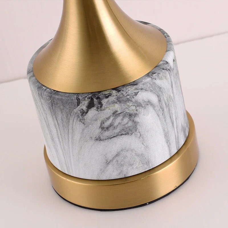 Modern Emerald Green Velvet Table Lamp with Brass & Faux Marble Base (2)