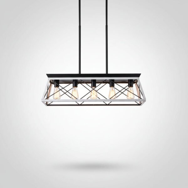 5 Light Farmhouse Chandelier White Ceiling Light Fixture for Dining Room Kitchen Living Room