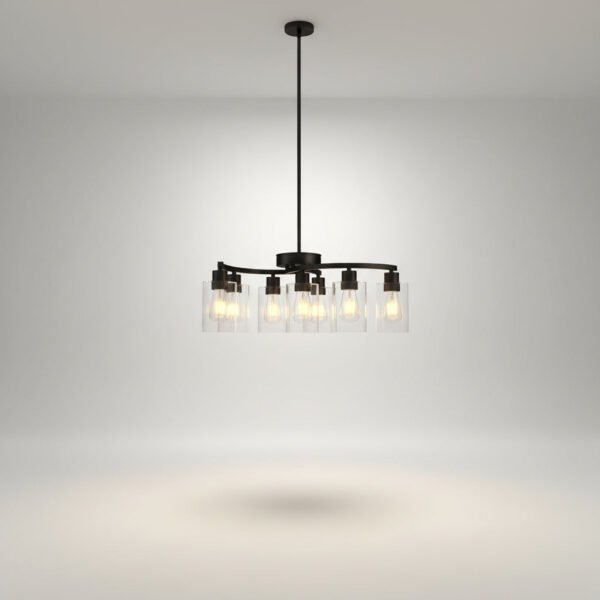 9 Light Black Chandelier Ceiling Light Fixture with Clear Glass Shades for Dining Room Kitchen Island Living Room Bedroom Entryway